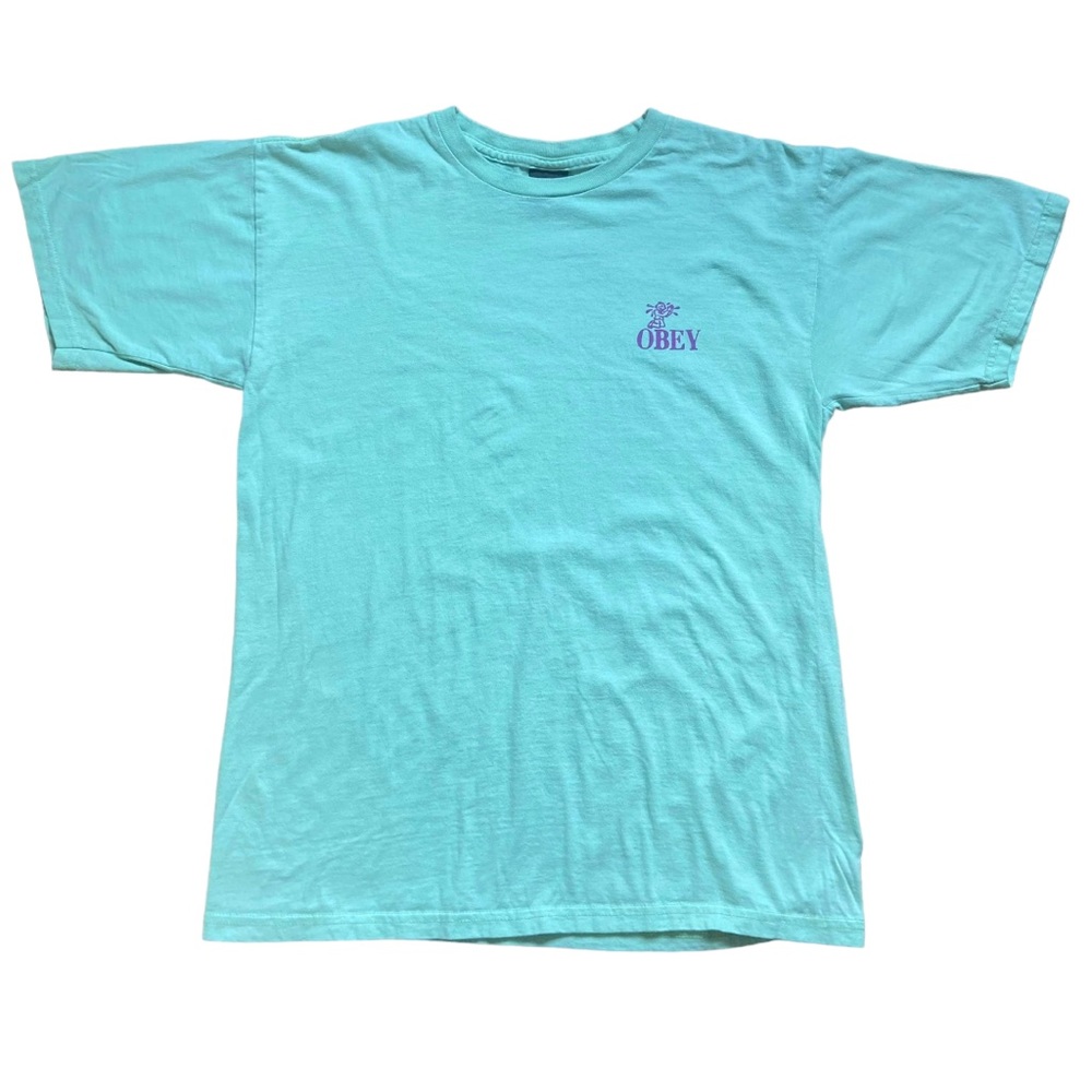 Teal Obey Graphic Tee Shirt (M)
